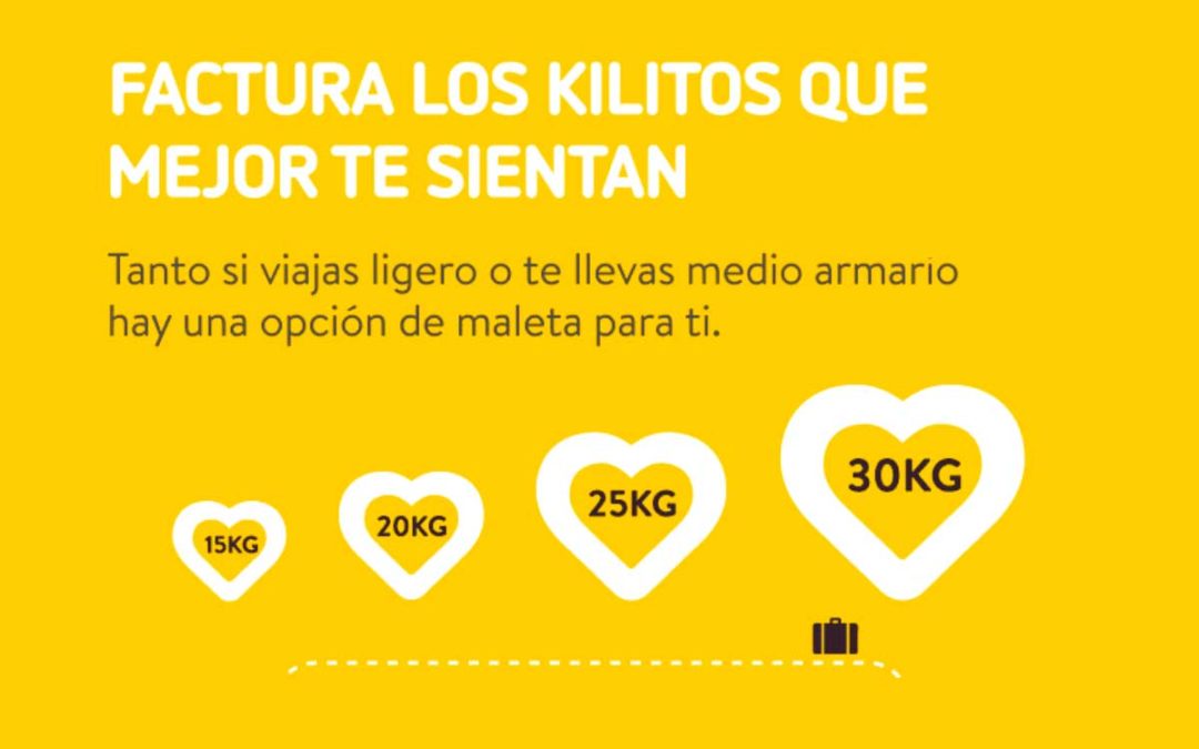 Vueling permite ahora facturar maletas de 15, 20, 25 y 30 kg en sus vuelos